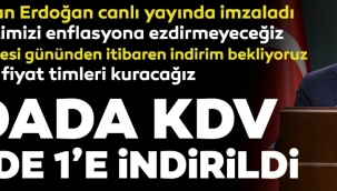 Başkan Erdoğan Temel gıda ürünlerine KDV müjdesi: Yüzde 1e düştü